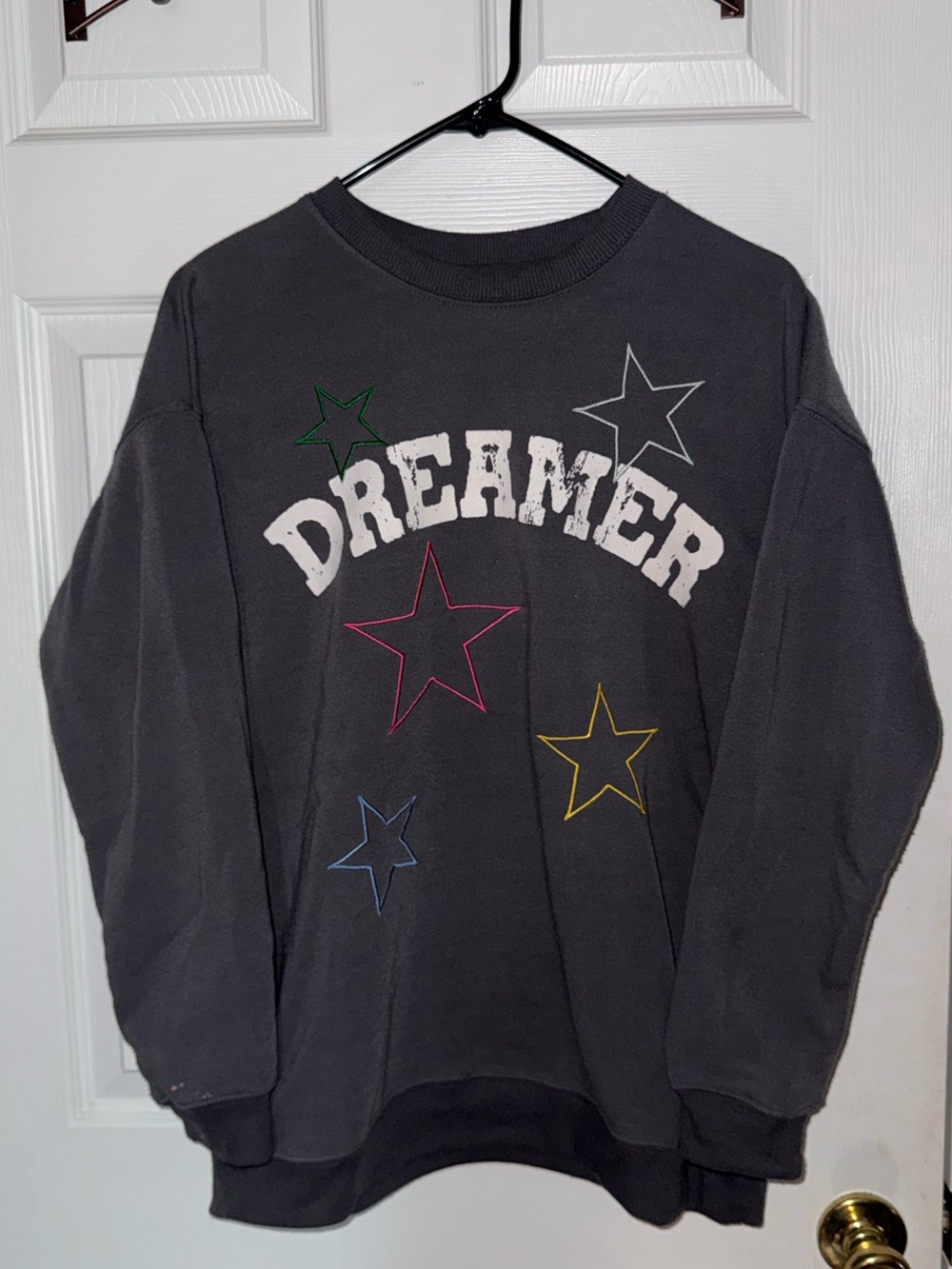 No Comment Dreamer Star Graphic Oversized Sweatshirt Gray Size Small